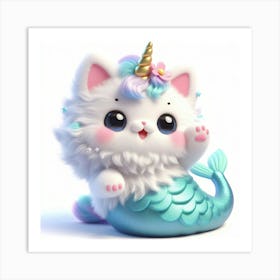 Cute Mermaid Caticorn 4 Art Print