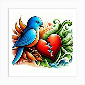 Bird With Broken Heart 1 Art Print