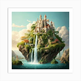 Firefly Soft, Pastels, Intricate, Castle, Floating, Islands, Cascading, Waterfalls, Dreamy, Ethereal (8) Art Print