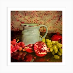 Pomegranate And Grapes Art Print