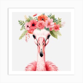 Floral Baby Flamingo Nursery Illustration (30) Art Print