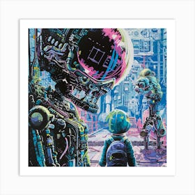 Robots In The City Art Print