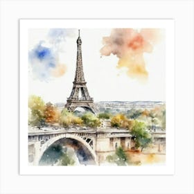 Eiffel Tower Watercolor Art Print