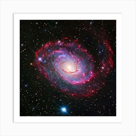 A Mesmerizing Spiral Galaxy Explosion Dappled In The Hues Of Pink And Red Celestial Bodies Transiti (3) Art Print