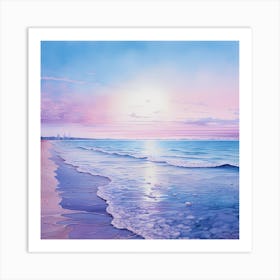 Aqua Dreams: Vaporwave Shoreline 1 Art Print