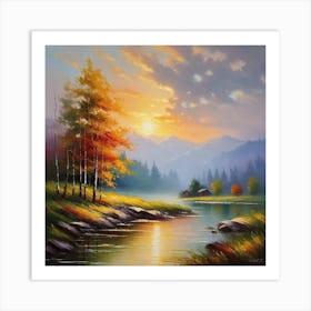 Sunset By The River 10 Art Print