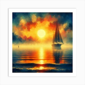 Sunset Sailboat 1 Art Print