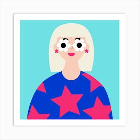 Girl With Stars Art Print