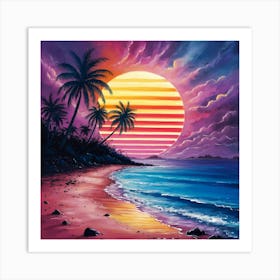 Sunset At The Beach 1 Art Print