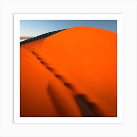 A Windswept Desert Dune Its Ridges Casting Dramatic Shadows In The Fiery Setting Sun (2) Art Print