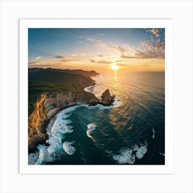 Sunset Over Cliffs Art Print