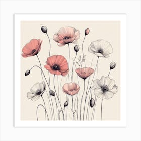 Poppies flowers 2 Art Print