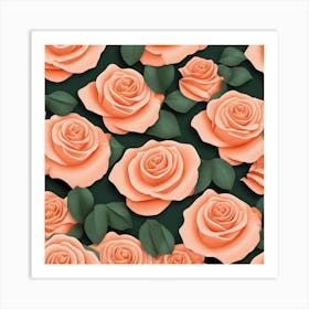 Paper Roses Seamless Pattern Art Print