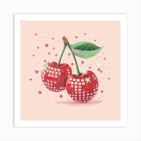 Cherries With Disco Balls Art Print