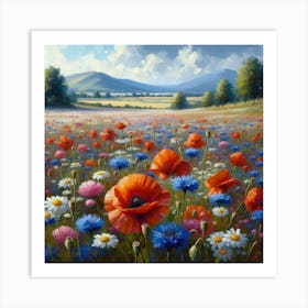 Poppies In The Meadow 3 Art Print