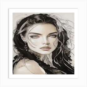 Girl With Long Hair Art Print