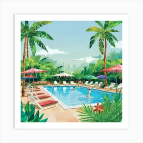 Summertime Swimming Pool Art Print 7 Art Print