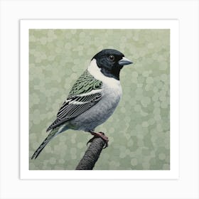 Ohara Koson Inspired Bird Painting House Sparrow 2 Square Art Print
