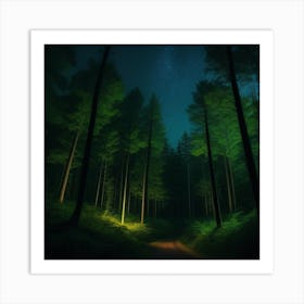 Dark Forest At Night 1 Art Print