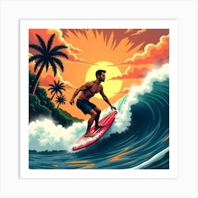 Surfer At Sunset Poster