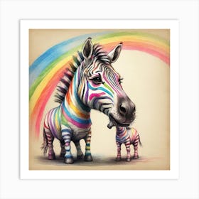 Rainbow Zebra 15 Art Print