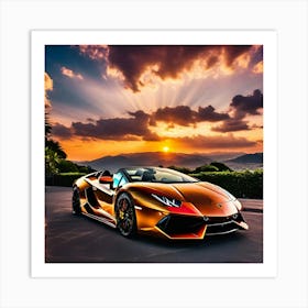 Sunset Lamborghini 6 Art Print