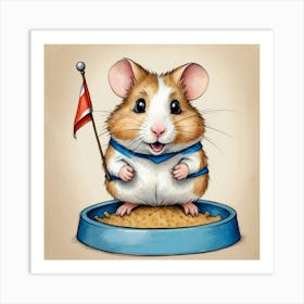 Hamster With Flag Art Print