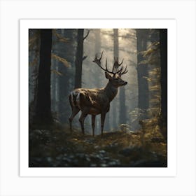 Deer In The Forest 102 Art Print