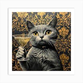 Cat With Martini 4 Art Print