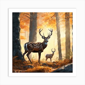 Deer In The Forest 147 Art Print