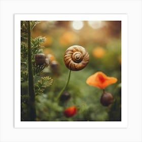 Snail In The Field Art Print