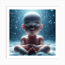 Baby Meditating In The Snow Art Print