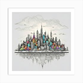 New York City Skyline 100 Art Print