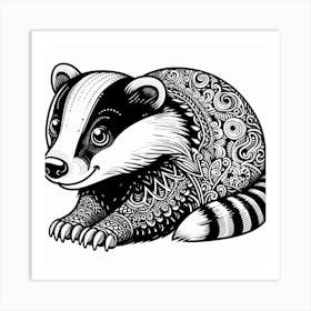 Line Art badger 2 Art Print