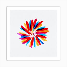 Flower Twirl Blue Green Red Yellow 1 Art Print