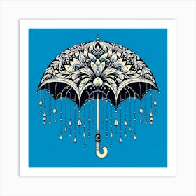 Umbrella With Raindrops Art Print