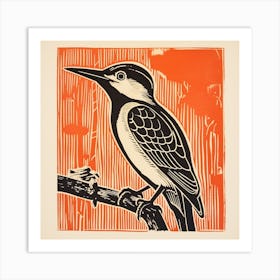Retro Bird Lithograph Woodpecker 3 Art Print