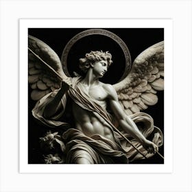 Arch Angel Porcelan Figure Monochrome Illustration Art Print