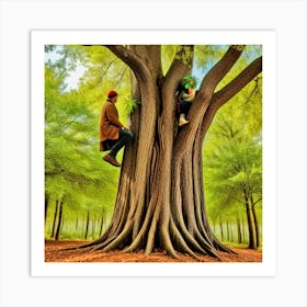Two People In A Tree Art Print
