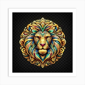 Lion head tribal 3 Art Print