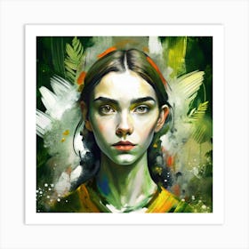 Girl With Green Eyes Art Print