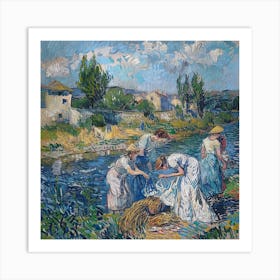 Van Gogh Style: Laundry Day on the Rhone Series Art Print