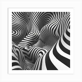 Abstract Black And White Striped Pattern 1 Art Print