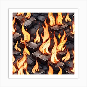 Realistic Fire Flat Surface For Background Use Watercolor Trending On Artstation Sharp Focus Stu (6) Art Print