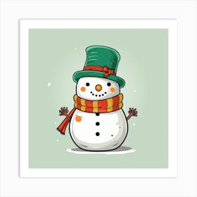 Cartoon Snowman Art Print