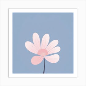 A White And Pink Flower In Minimalist Style Square Composition 264 Art Print