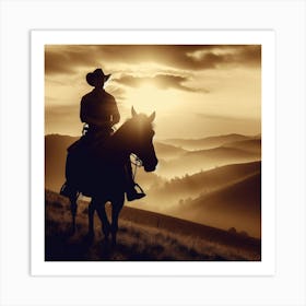 Cowboy On Horseback Art Print