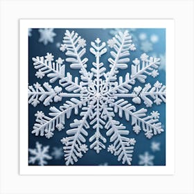 Snowflakes On A Blue Background 4 Art Print