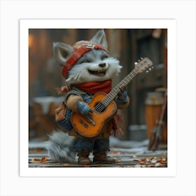 Fox Playing Guitar 1 Art Print