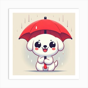 Cute Dog With Umbrella 1 Art Print